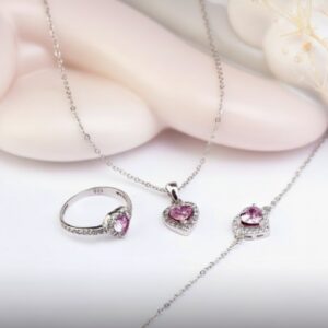 طقم الفص بينك فضه ايطالي عيار 925